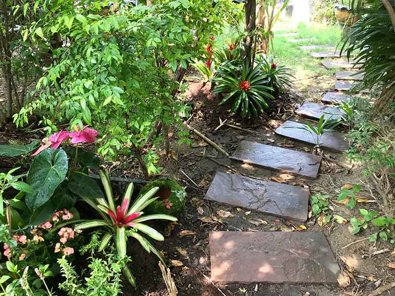 Limestone Tiled Walkway In The Garden