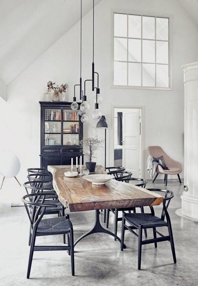 Farmhouse Scandi Dining with Dark Chairs