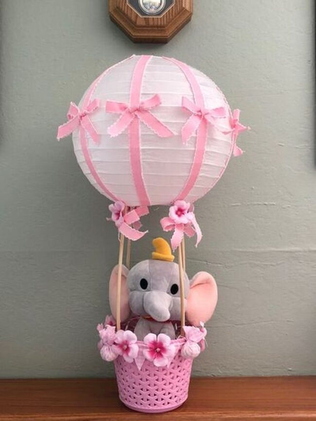 Elephant on a Hot Air Baloon Decoration