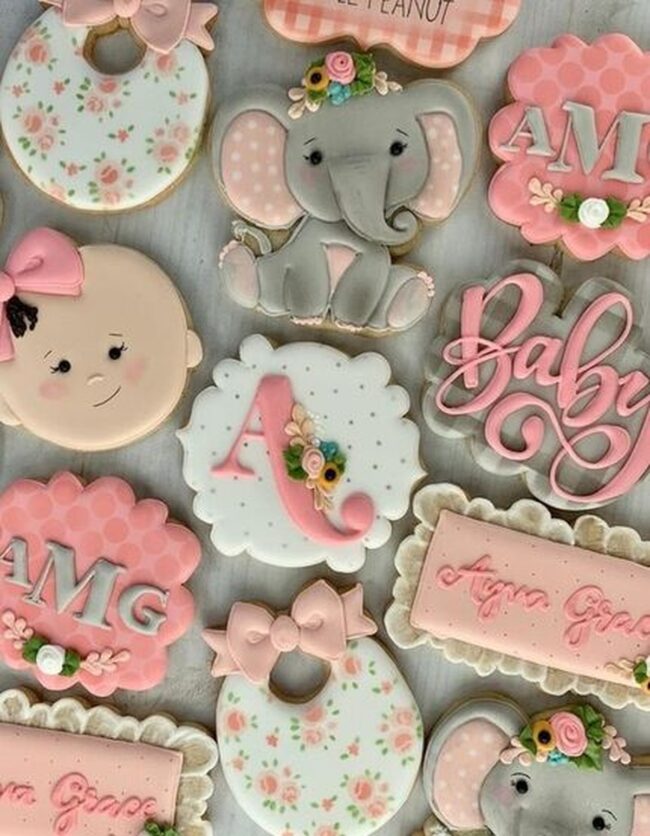 Baby Shower Elephant Theme for a Girl Cookies
