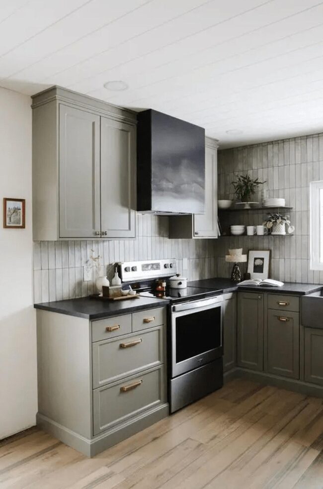 Green Wood Contrast Kitchen