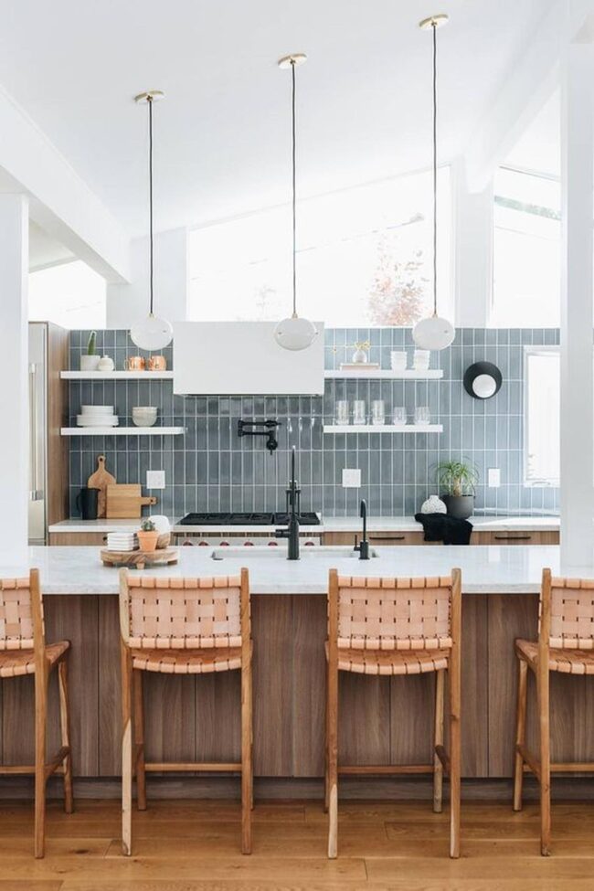 Blue-Gray Marble Kitchen