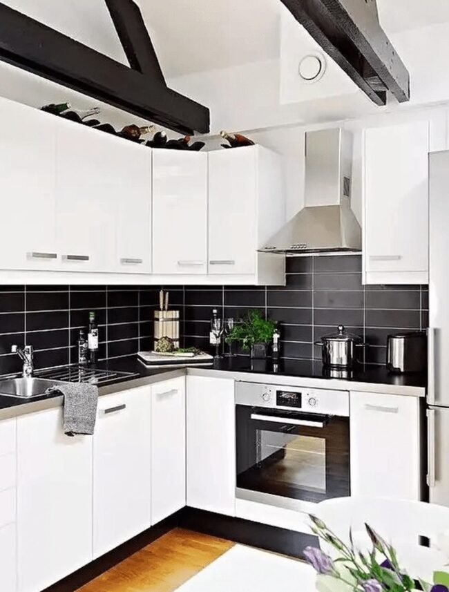 Black White Kitchen Geometry