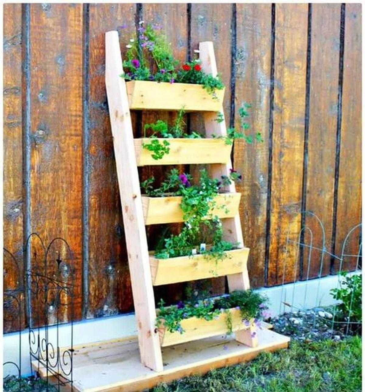 Ladder Planter on Fence
